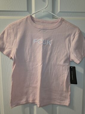 French Connection Light Pink FCUK Logo Short Sleeve Tee